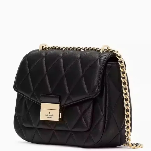 Kate Spade Quilted Black Crossbody with Gold Chain - Picture 6 of 9